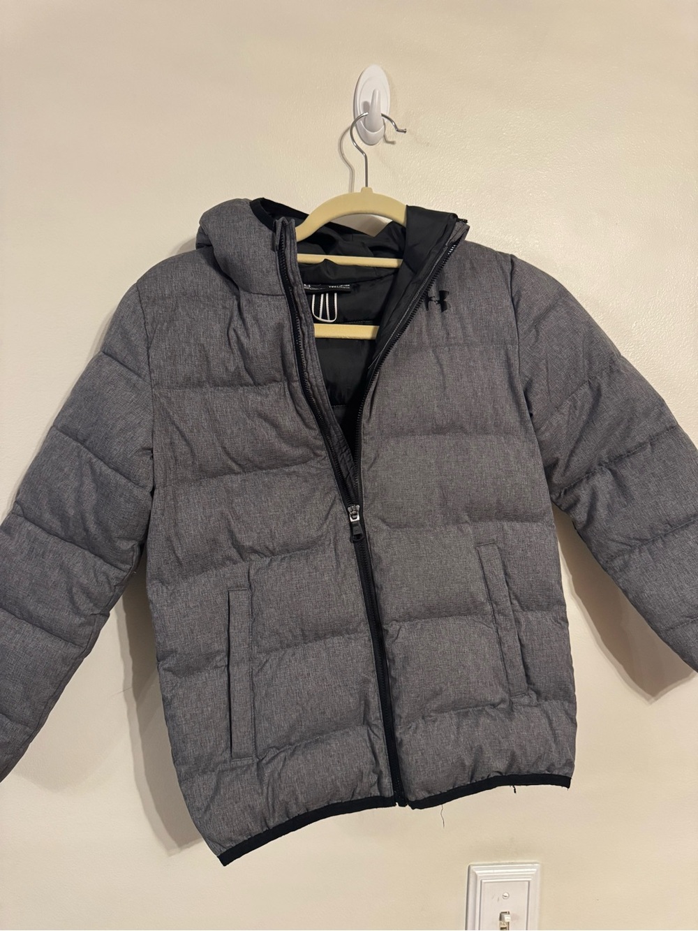 Under Armour Kids' Heather Gray Hooded Puffer Jacket